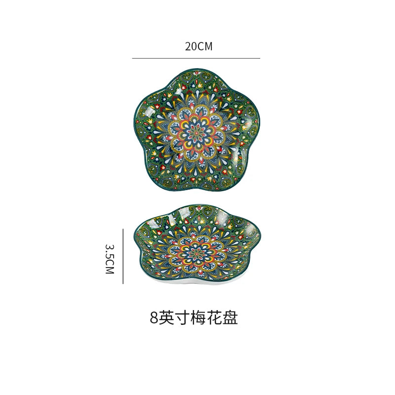 Ceramic Tableware Set Rice Bowl Serving Plate Creative Cutlery Soup Plate Noodle Handle Bowl Sauce Dish Steak Salad Fruit Plate