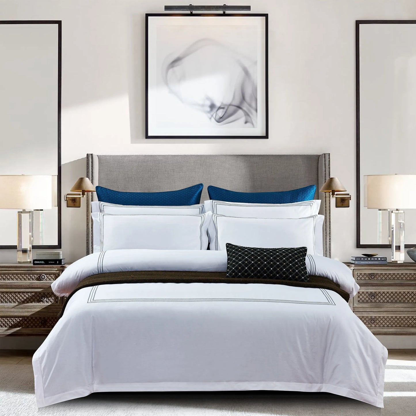 Nordic Style Pure Cotton Duvet Cover Hotel-Grade 100% Cotton Queen King Size Quilt Cover Sheet Pillowcases High-End Bedding Set