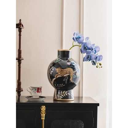 Vase decoration retro high-end sense flower arrangement ceramic medieval ornament new Chinese style