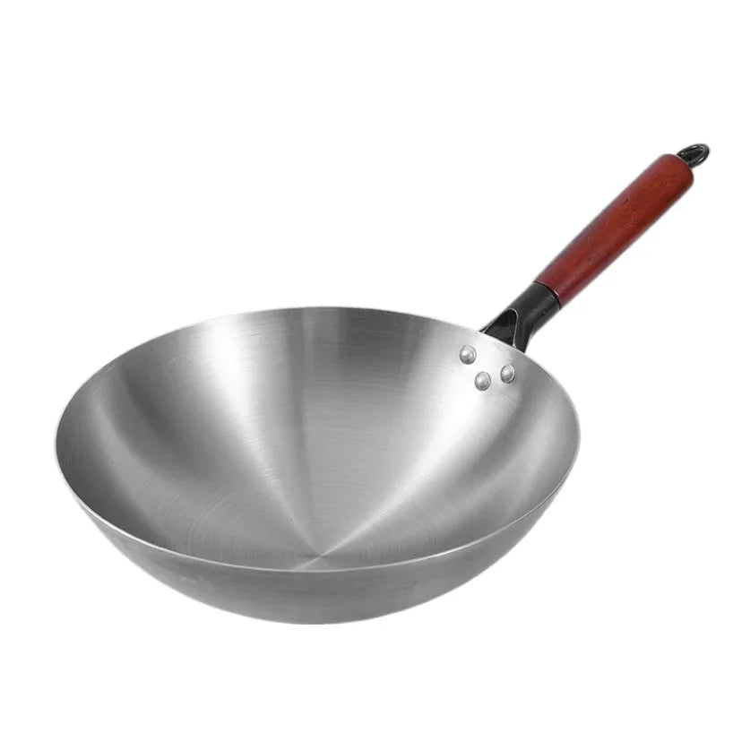 30/32/34cm Traditional iron wok,Non-coating Woks Hand forged For Kitchen PanWooden Handle Wok Kitchen Gas Pot Cookware