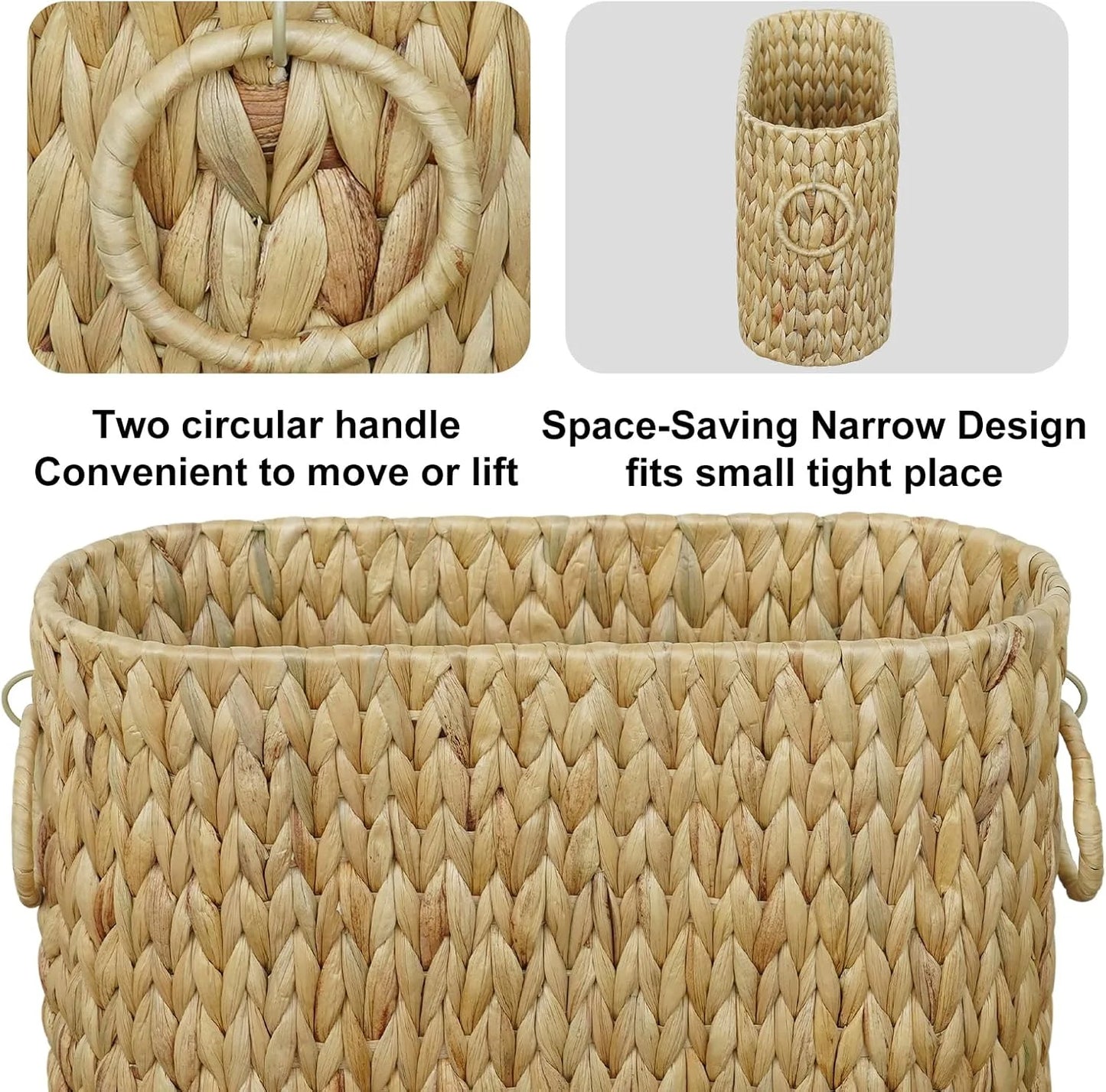 Toilet Paper Storage,Water Hyacinth Toilet Paper Baskets Bathroom Organizer,Large Toilet Paper Holder for up to 9 Mega Rolls,Bat