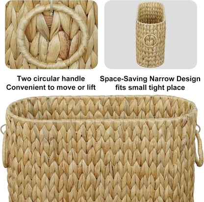 Toilet Paper Storage,Water Hyacinth Toilet Paper Baskets Bathroom Organizer,Large Toilet Paper Holder for up to 9 Mega Rolls,Bat