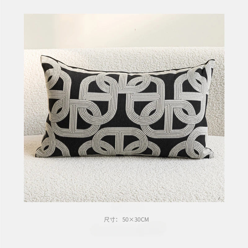 Modern Luxury Lumbar Pillow Cover 12x20in High Density Embroidered Jacquard Pillow Covers Decorative Home Decor for Sofa Bedroom