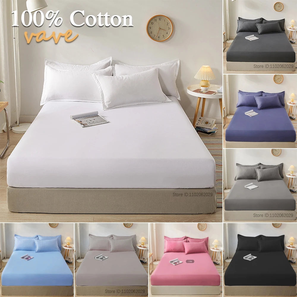 Fitted Bed Sheet with 360 Elastic Band Mattress Protector Cover Bedspreads for Single Double King Queen Size Bed Sheet 160x200