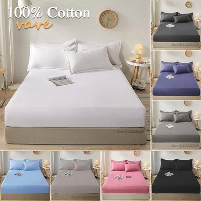 Fitted Bed Sheet with 360 Elastic Band Mattress Protector Cover Bedspreads for Single Double King Queen Size Bed Sheet 160x200
