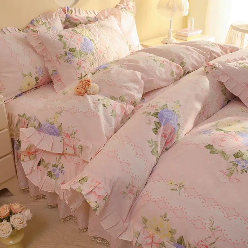 1pc Pure Cotton Duvet Cover Ruffles Quilt Cover Queen Size Comforter Cover Skin-friendly Bedding funda nordica (No Pillowcase)