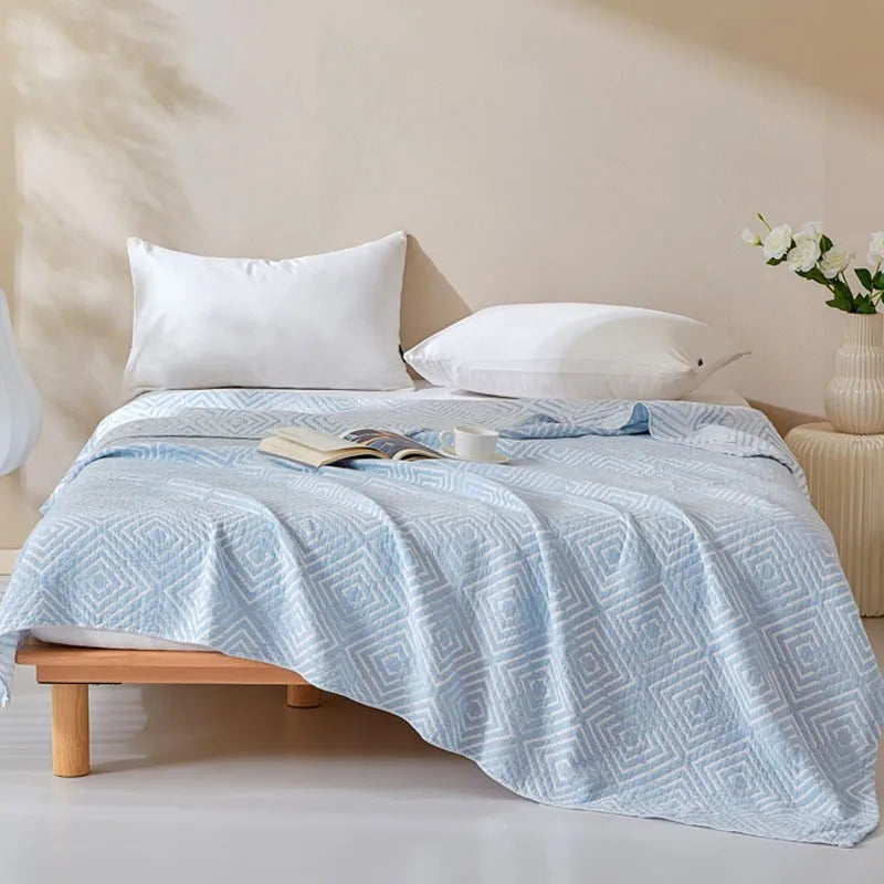 Cotton Gauze Blankets Muslin Bedspread for Bed Summer Double Couple Towel Quilts King Size Bed Covers Plaid Blankets Bed Sheet