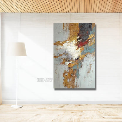 Large Size Contemporary Hand-painted Abstract Picture Golden Foil Oil Paintings On Canvas Bedroom Home Decoration Unframed