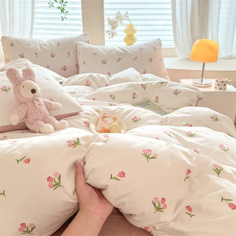 Bonenjoy Floral Style Duvet Cover Sets Single/Queen/King Soft Washed Cotton Bed Cover Sets dekbedovertrek 240x220 Bedding Sets