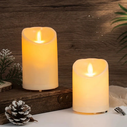 USB Rechargeable Flameless Electric Candles Moving Wick 3Pcs/Set Led Candles With Remote Home Bar Party Xmas Wedding Decoration