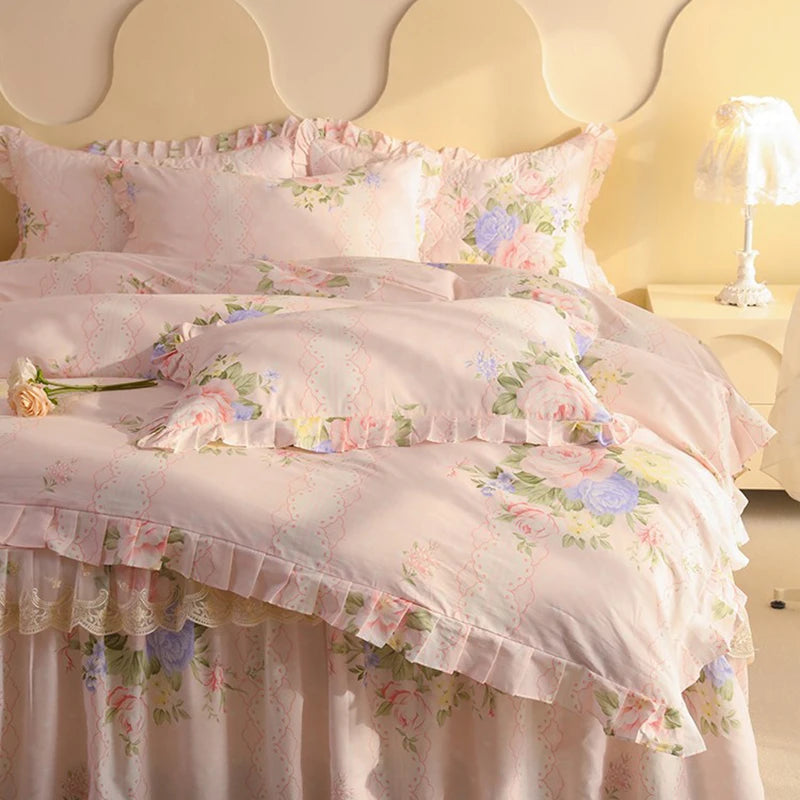 1pc Pure Cotton Duvet Cover Ruffles Quilt Cover Queen Size Comforter Cover Skin-friendly Bedding funda nordica (No Pillowcase)