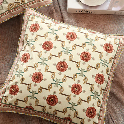 Home Decor Pillow Livingroom Sofa Nap Cushion Retro Velvet Pillowcase Bedside Cushion Cover Flower and Bird Printed Waist Pillow