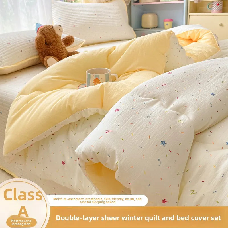 A-Class Double-Layer Thiened Warmth Blanket Core for Renting Houses Spring Autumn Winter Use Home Bedroom Dormi Four-Pi...