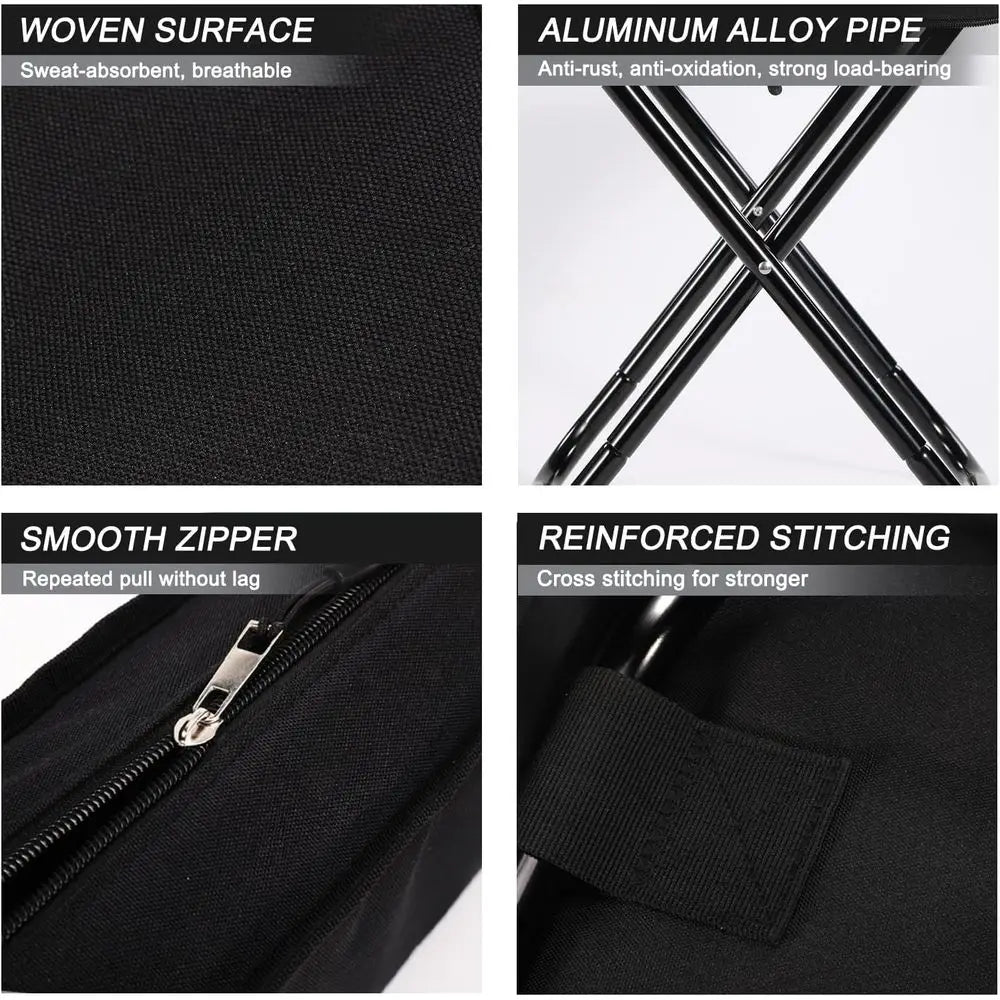 Ultralight Folding Stool for Outdoors, Gardening, Beach, and Hiking - Black, 16 High