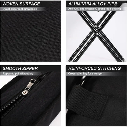 Ultralight Folding Stool for Outdoors, Gardening, Beach, and Hiking - Black, 16 High
