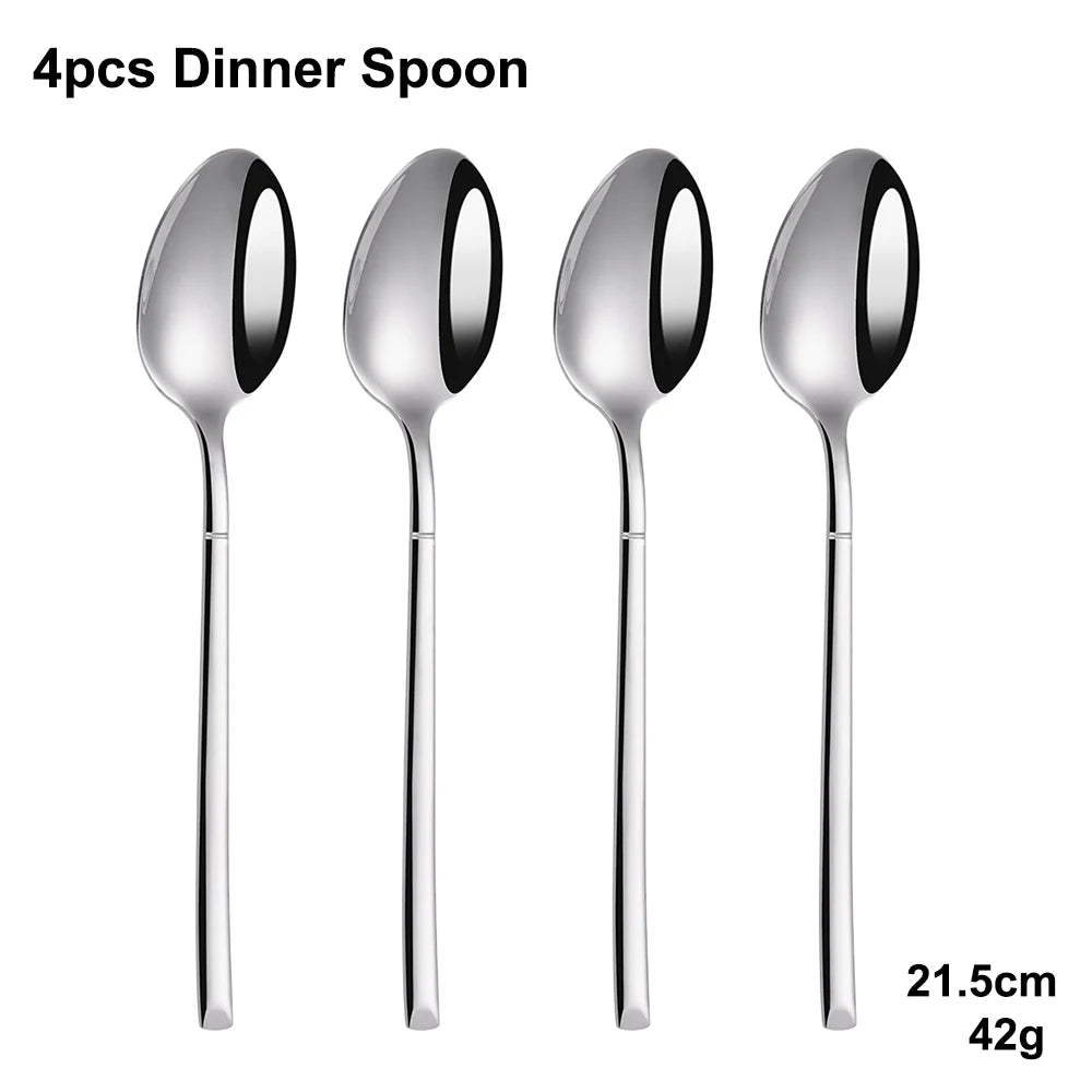 4/6/16/24 Pieces Cutlery Set Stainless Steel Thin Tableware Mirror Elegant Knife Fork Spoon Western Dinner Set Sliverware