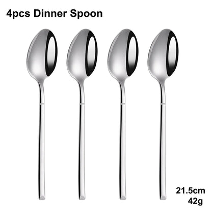 4/6/16/24 Pieces Cutlery Set Stainless Steel Thin Tableware Mirror Elegant Knife Fork Spoon Western Dinner Set Sliverware