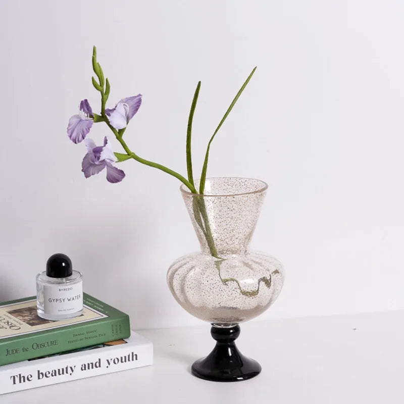 Retro Chinese Tall Glass Vase Creative Art Wind Lamp Vases Dried Flower Arrangement Device Decoration Salon Maison Luxe Jarrones