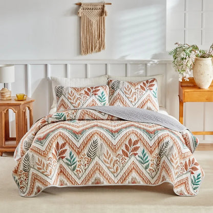 2026 Quilted Bedspread Set Microfiber Bed Cover+Pillowcase Floral Geometric Print Patchwork Summer Quilt Full King Drop Shipping