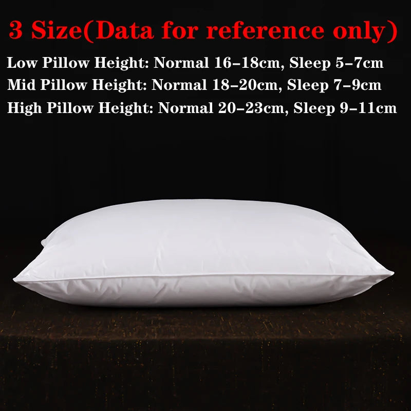 2Pcs 95% Goose Feather Down Pillows Neck Pillows for Sleeping 1 Pair Bed Pillow Inserts 100% Cotton Shell Standard Queen King