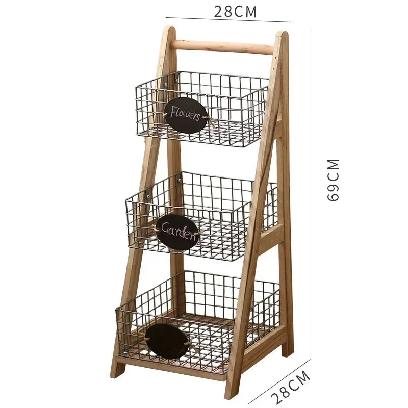 Retro Trapezoidal Storage Rack Multi-layer Iron Shelf Decoration Snacks and Sundries Organize Shelf Plant Potted Flower Stand