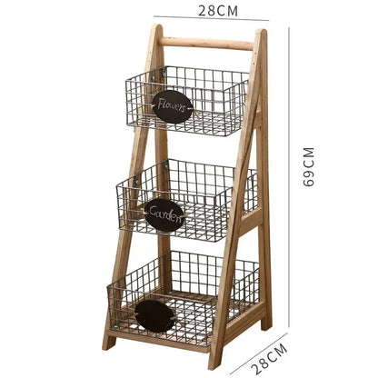 Retro Trapezoidal Storage Rack Multi-layer Iron Shelf Decoration Snacks and Sundries Organize Shelf Plant Potted Flower Stand