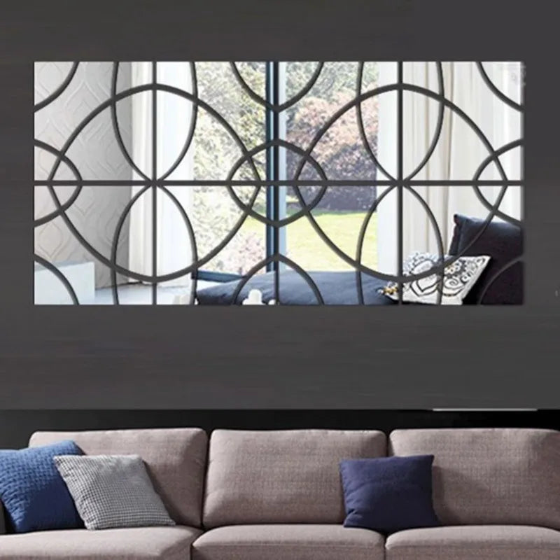 3D Mirror Wall Sticker DIY Geometry Combination Wall Sticker Acrylic Mirror Surface Wall Stickers Living Room Home Decortion