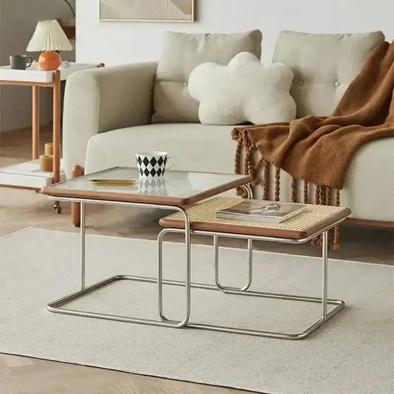 New 2023 Ins Style Household Living Room Tea Table Modern Simple Vine Center Stainless Steel Dressing Tea Table DropShipping