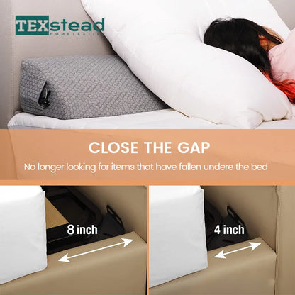 1Pc Bed Gap Filler Bed Wedge Pillow Headboard Pillow Memory Foam Material Mattress Gap Filler with 2 Side Large Pockets