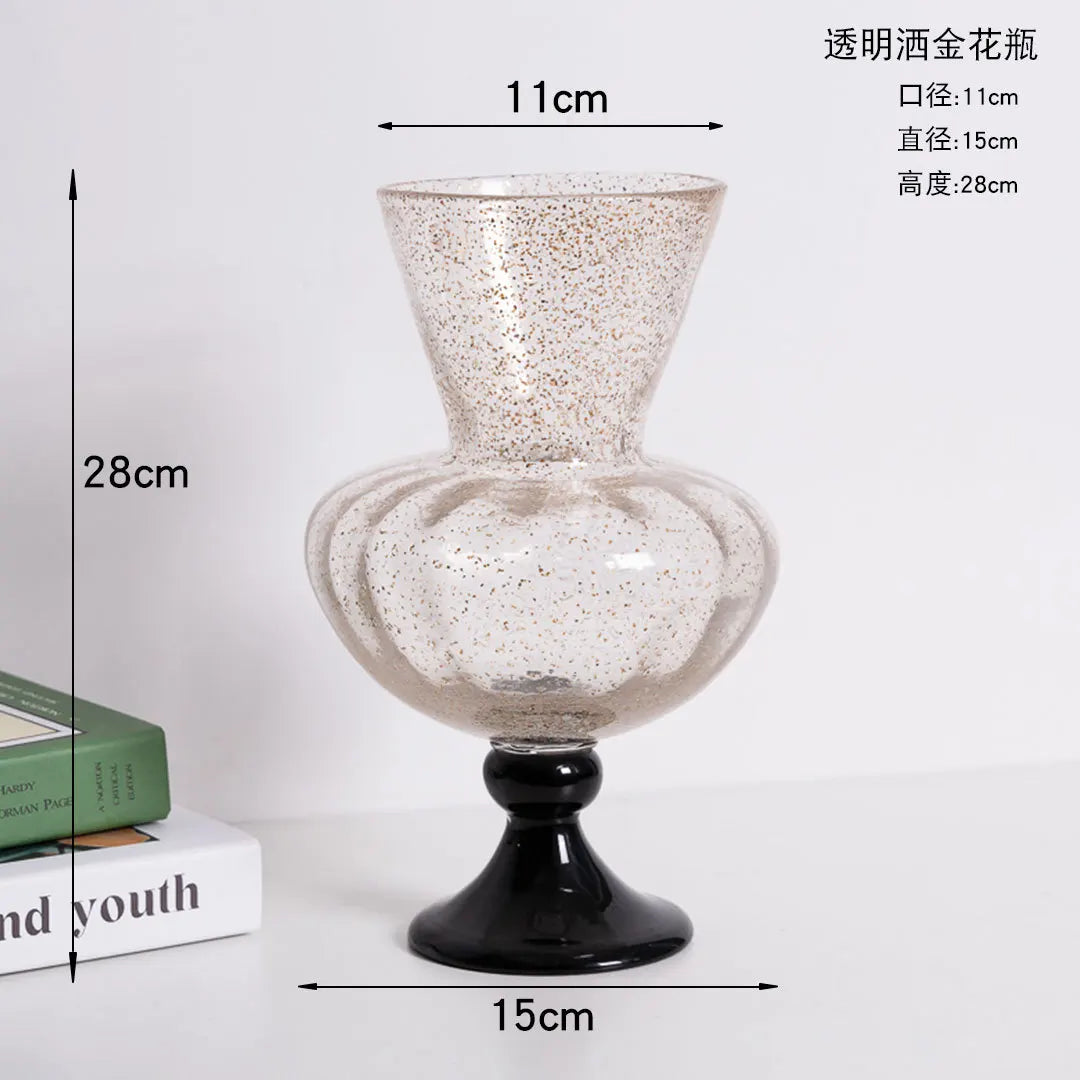Retro Chinese Tall Glass Vase Creative Art Wind Lamp Vases Dried Flower Arrangement Device Decoration Salon Maison Luxe Jarrones