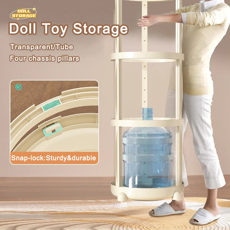 Doll Storage Box Large Capacity Organization Children's Plush Toys Bucket Home Multi-layer Push The Door Toy Organizer Kid Gift