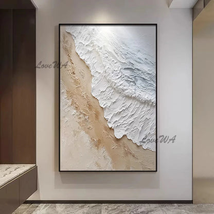 Pure White Textured Abstract Oil Painting Modern Simple And Elegant Wall Picture For Restaurant Framless Home Decoration Piece