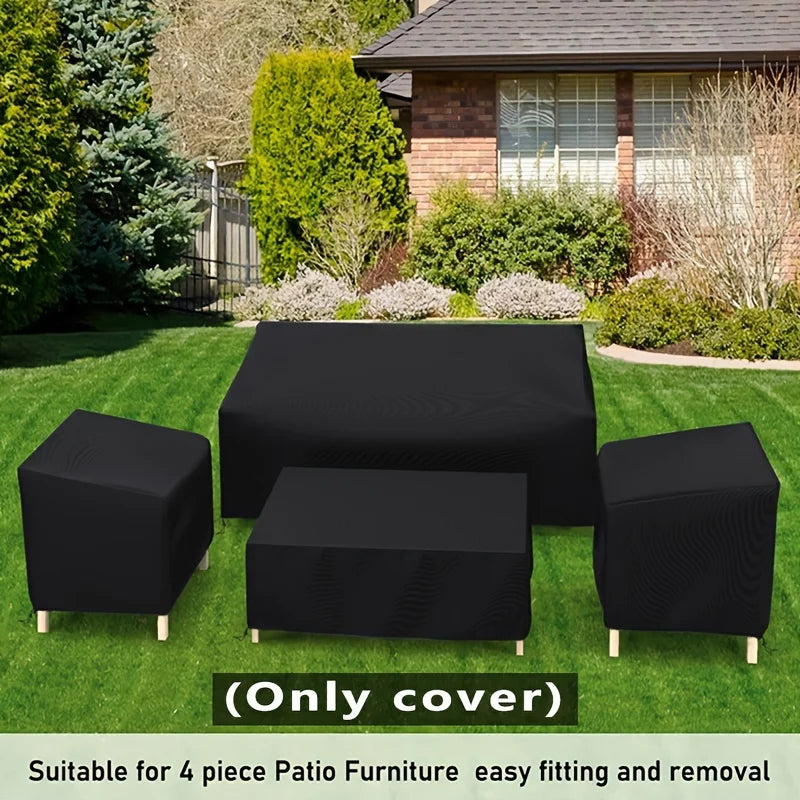 4pcs/Set Patio Furniture Covers, Windproof Coffee Table Cover Drawstring Design, Suitable for Patio, Balcony and Patio Furniture