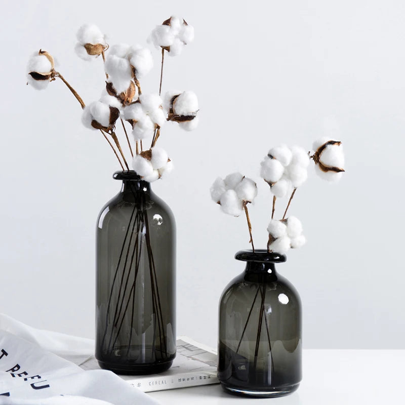 Nordic Glass Vase Black Flower Vases Home Decoration Accessories Living Room Decor Vase Decoration Household Transparent Vases
