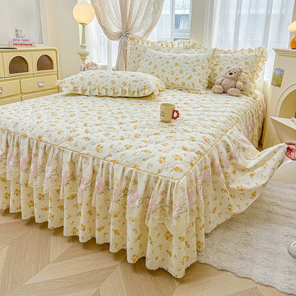 Cotton Bed Sheet Bed Skirt with Elastic Bands Non Slip Mattress Cover for Double King Queen Bed 150x200 180x200 220x200cm