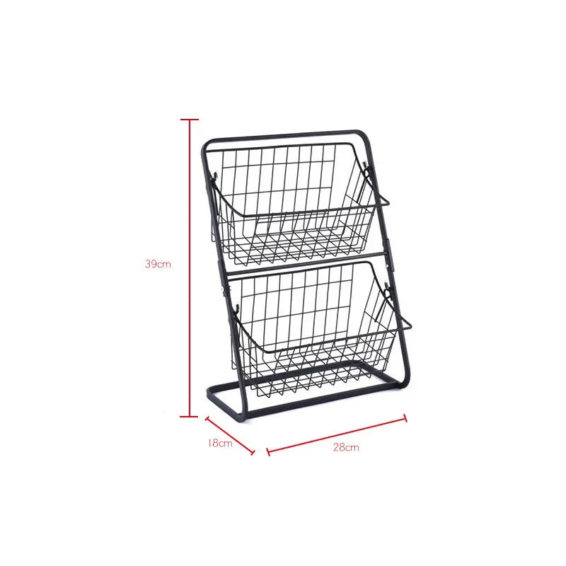 Iron Storage Shelf Rack for Kitchen Seasoning Organizer Fruits Holder Double Layer Assembly Bathroom Cosmetic Storage Basket