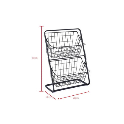 Iron Storage Shelf Rack for Kitchen Seasoning Organizer Fruits Holder Double Layer Assembly Bathroom Cosmetic Storage Basket