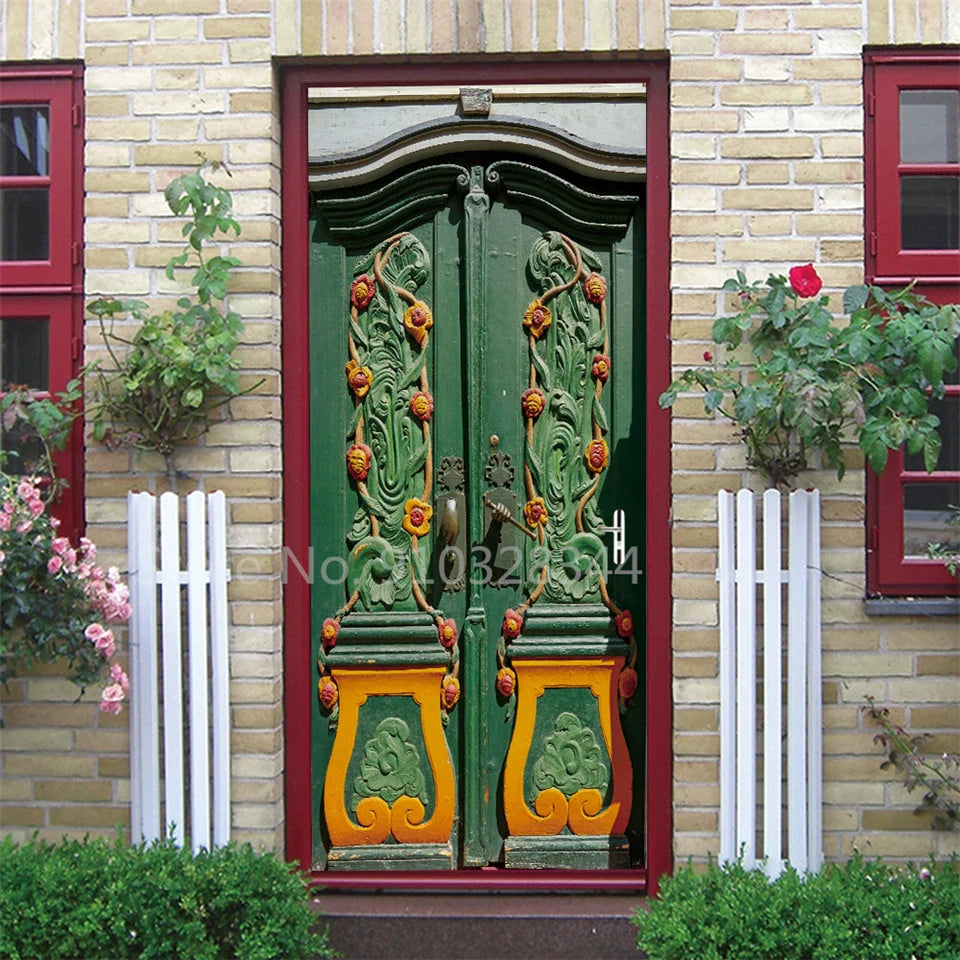 Arabic Style Door Sticker Self Adhesive Wallpaper Living Room Bedroom Decor Muslin Style Decal Door Cover Home Design Decoration