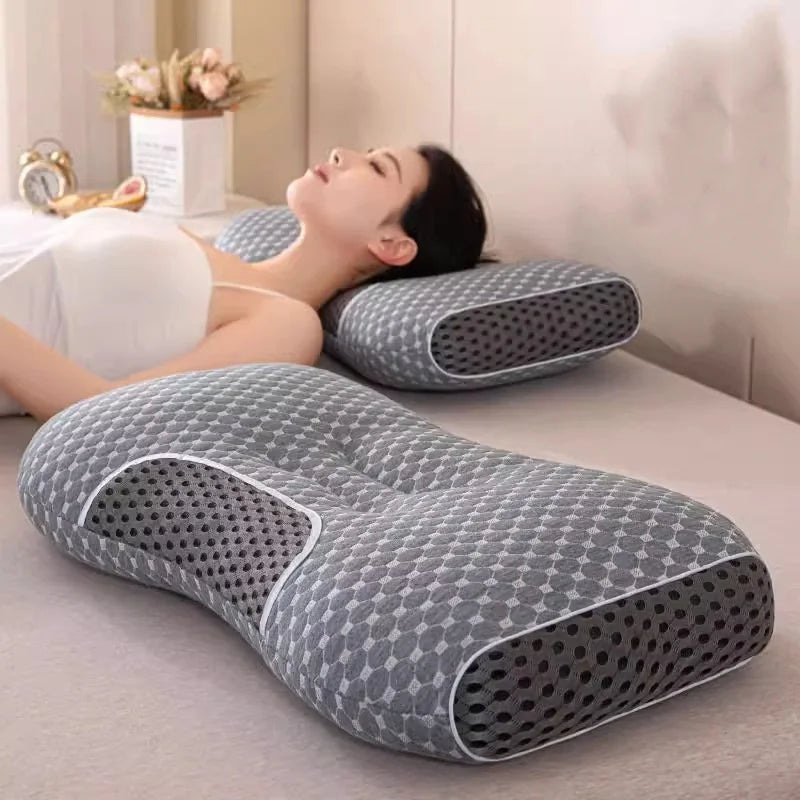 Adult Sleeping Pillows, Black Grey,Water Cube Knitted Cloth Face, Neck Health Care Sleep Pillows For Single,45*70cm Home Bedding