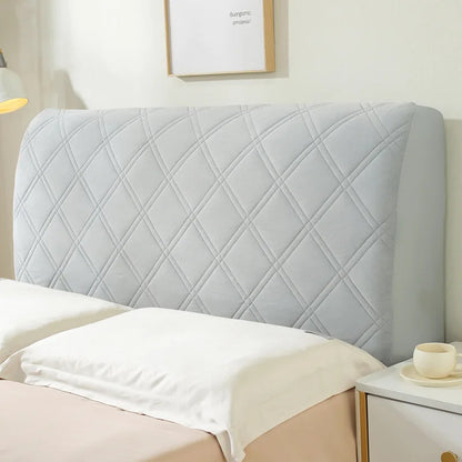 Solid Color Quilted Bed Headboard Cover All-inclusive Thicken Velvet Head Cover for Curvy Anti-dirt Bed Backrest Cover