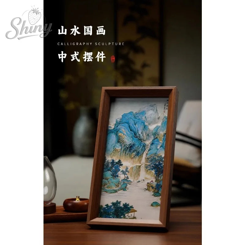 Chinese Landscape Painting, Chinese-style Landscape Painting, Calligraphy Frame, Display Stand, Study Desk Decoration, Gift