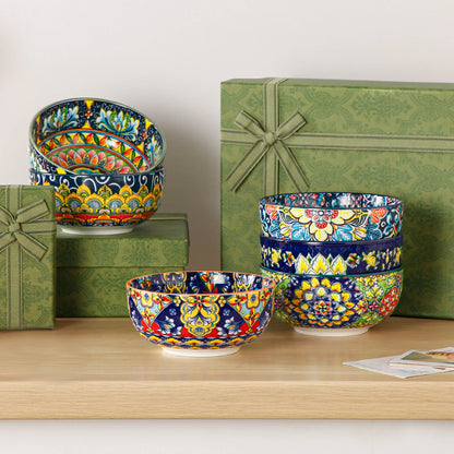 vancasso 6/12 Piece Cereal Bowls Set 28 Oz Ceramic Soup Bowls Bohemian style for Salad/Pasta/Rice/Oatmeal/Fruit/Cereal for  6