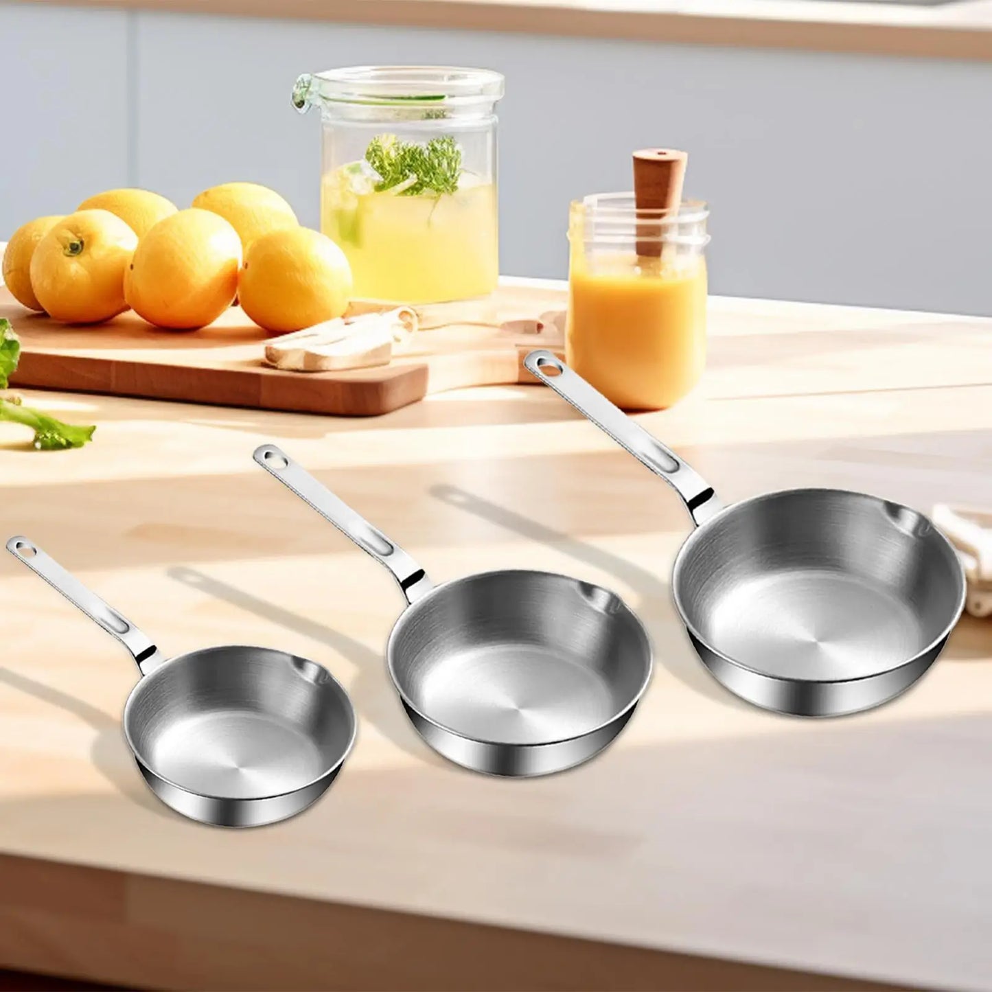 Stainless Steel Frying Pan Oil Warmer Ergonomic Handle Fried Steak Pot for Kitchen All Stovetops Induction Cooker Home Stoves