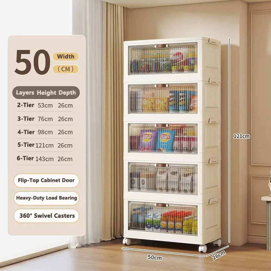 Transparent Foldable Storage Cabinet Large Capacity Refrigerator Storage Box Multi-Specification Multifunction Kitchen Organizer