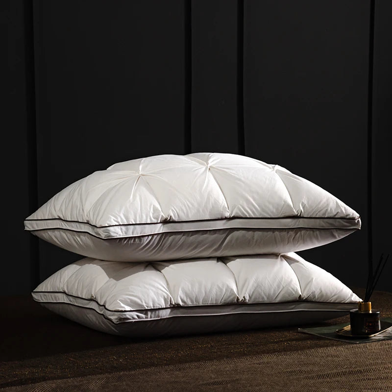 Luxury 3D Bread White Goose Down Feather Pillows for Sleeping Body Neck Protection Bed Pillows Soft Comfort 100% Cotton Cover