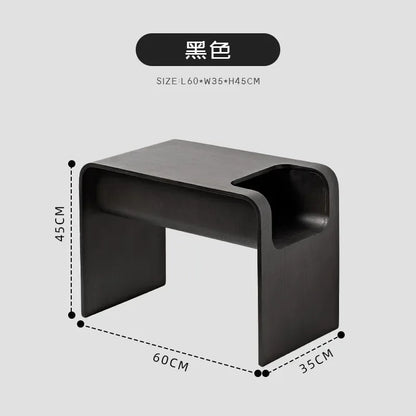 Solid Wood Sofa Side Table C-Shaped Coffee Table Durable Shoe Bench Space-Saving Side Cabinet Entryway Living Room