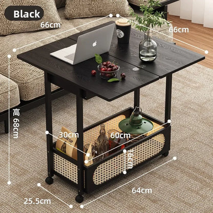 Household Goodstrolley With Wheels Movable Folding Coffee Table Living Room Sofa Side Table