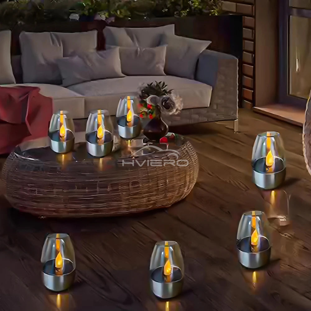 LED Solar Candles Light Flameless Rechargeable Night Light For Garden Decor Outdoor Wedding Party Waterproof Atmosphere Lamp