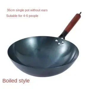 30/32/34cm Traditional iron wok,Non-coating Woks Hand forged For Kitchen PanWooden Handle Wok Kitchen Gas Pot Cookware