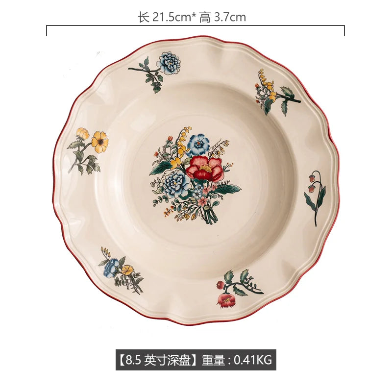 Vintage ceramic tableware, household rice bowls, plates, Western cuisine plates